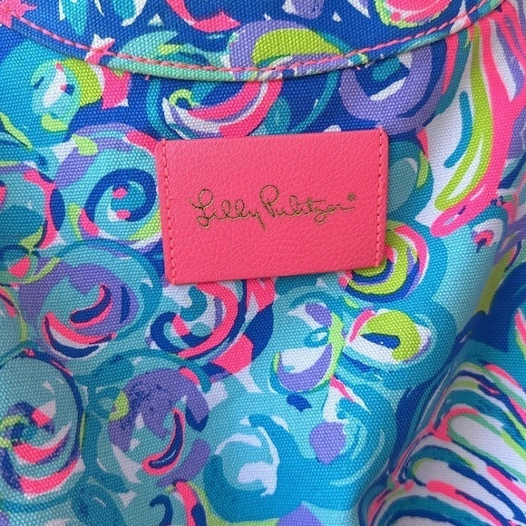 Lilly Pulitzer Bohemian Beach Pool Tote purse Bag Pink Blue Guilty Pleasure Lg. - Picture 4 of 9